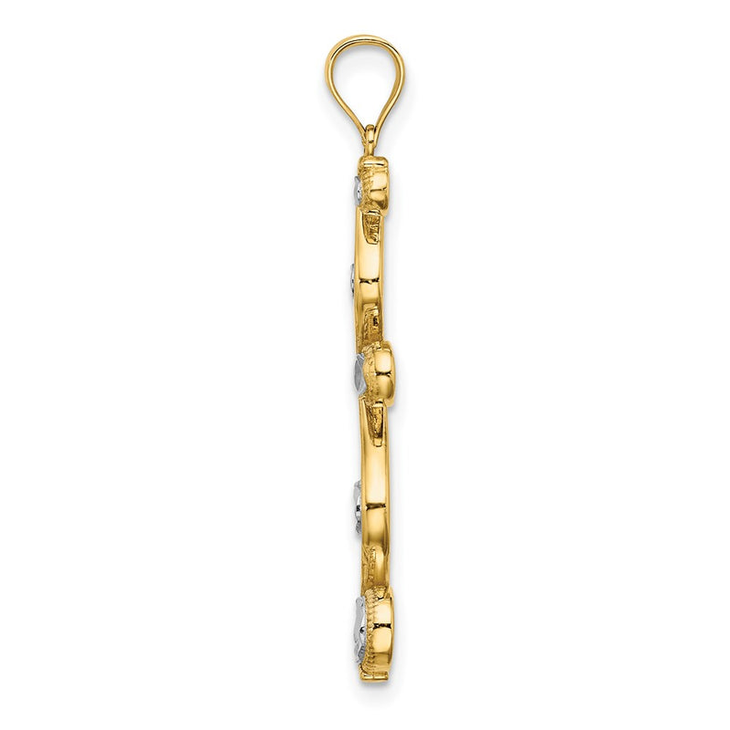 14K Yellow & Rhodium W/Rhodium D/C Diagonal Swirl Charm