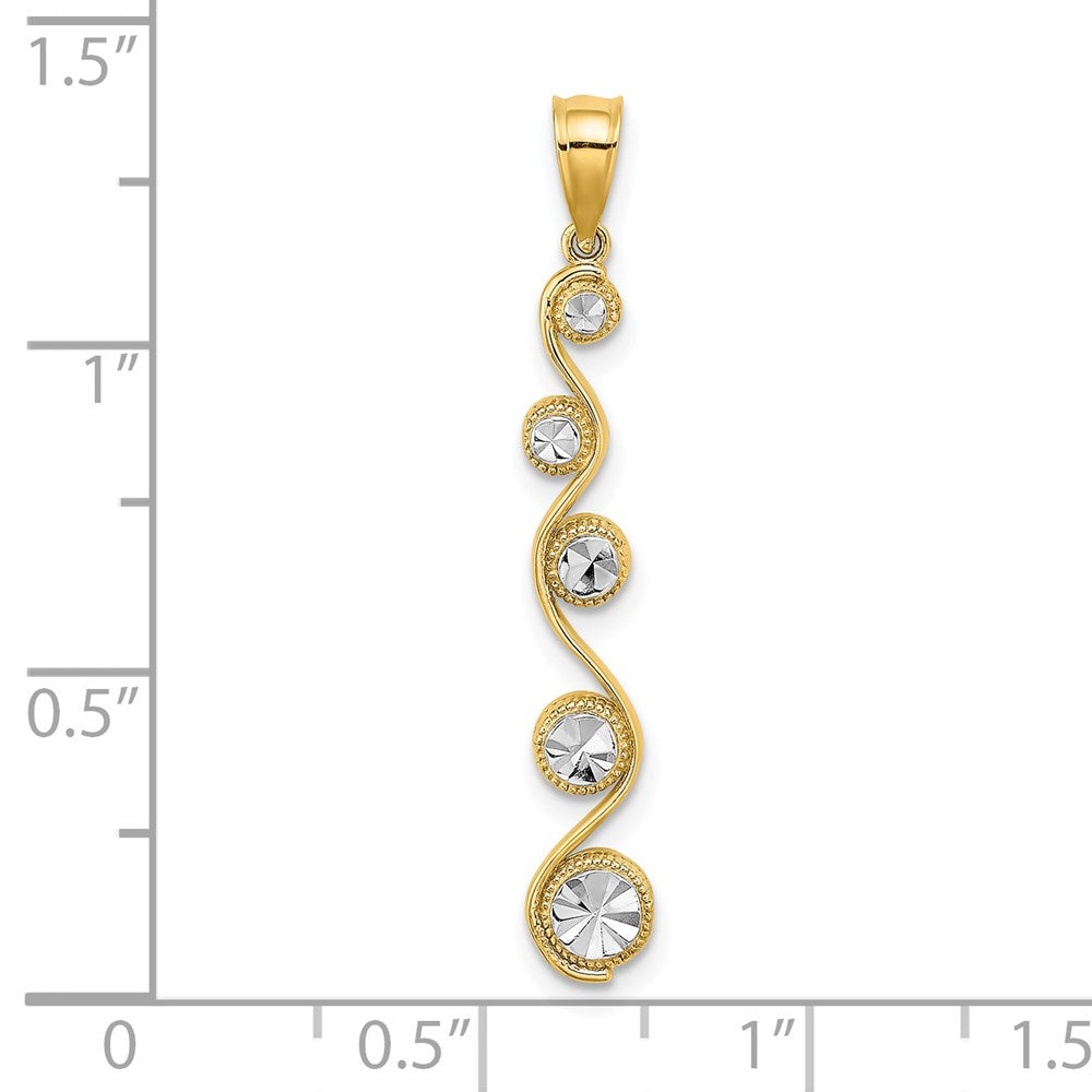 14K Yellow & Rhodium W/Rhodium D/C Diagonal Swirl Charm
