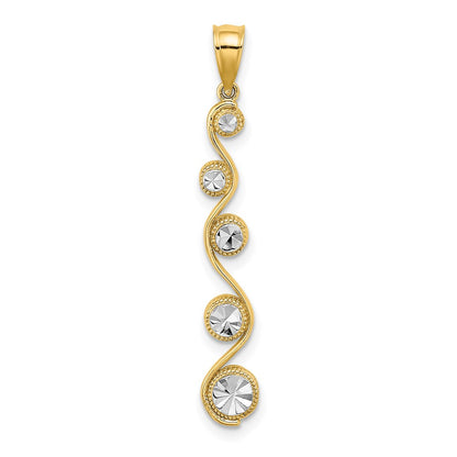 14K Yellow & Rhodium W/Rhodium D/C Diagonal Swirl Charm