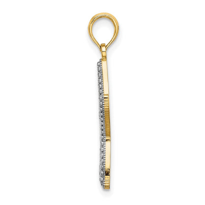 14k Yellow & Rhodium Gold with White Rhodium Diamond-cut Starfish W/ Star Charm