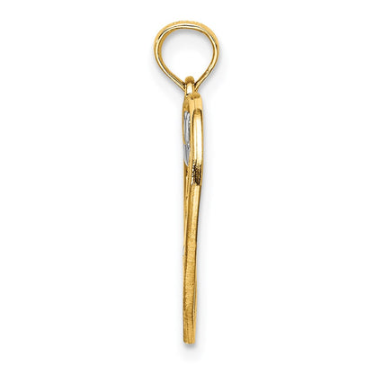 14K Yellow & Rhodium W/Rhodium Love W/Hearts Pendant