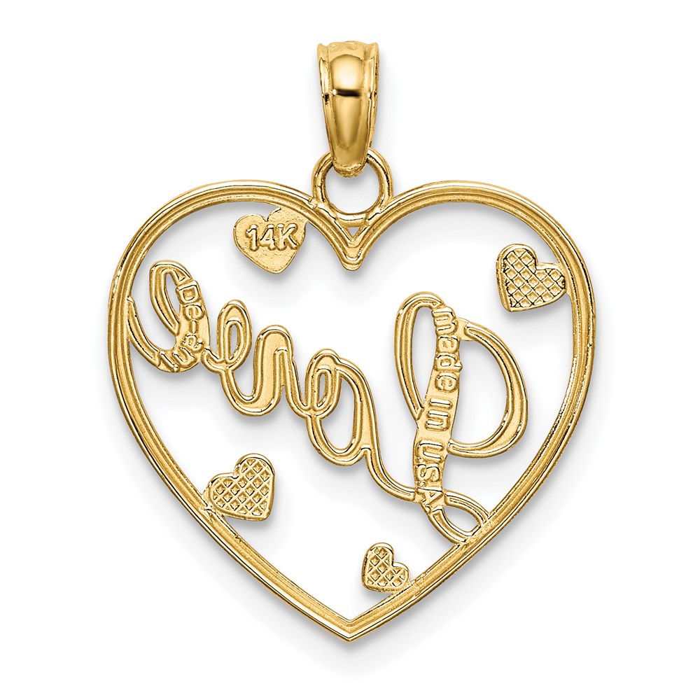 14K Yellow & Rhodium W/Rhodium Love W/Hearts Pendant