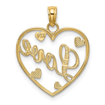 14K Yellow & Rhodium W/Rhodium Love W/Hearts Pendant