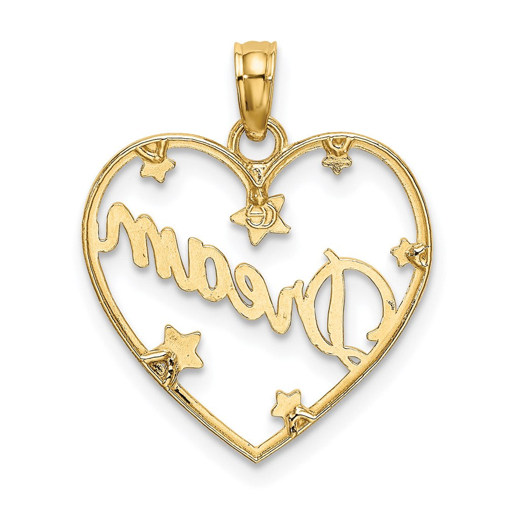 14K Yellow & Rhodium W/Rhodium Diamond-Cut Dream Heart With Stars Charm
