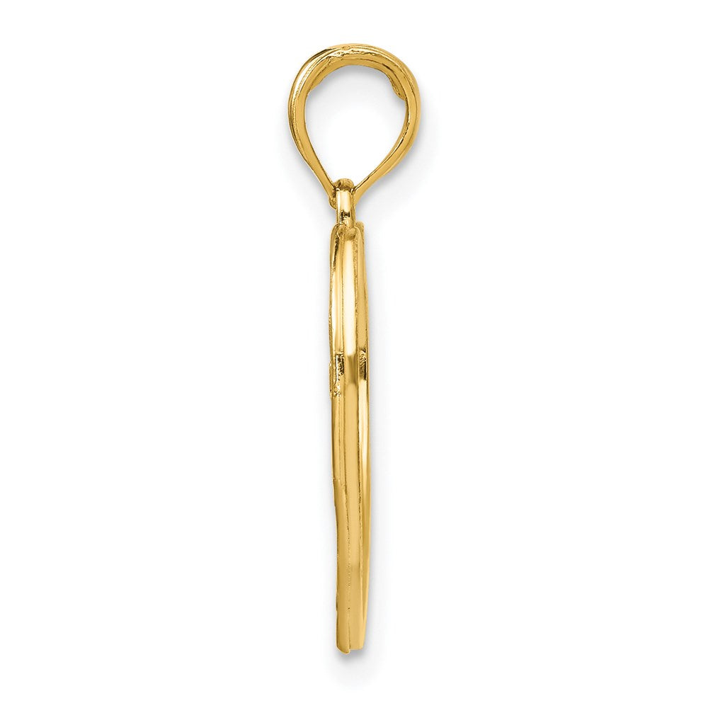 14K Yellow & Rhodium W/Rhodium Hope In Heart W/Flowers Charm