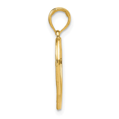 14K Yellow & Rhodium W/Rhodium Hope In Heart W/Flowers Charm