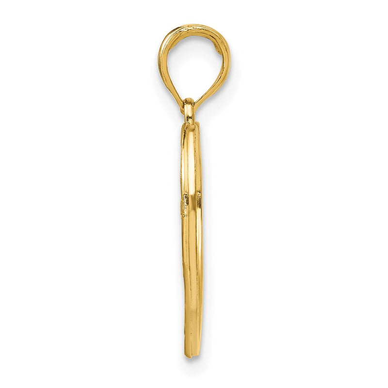 14K Yellow & Rhodium W/Rhodium Hope In Heart W/Flowers Charm
