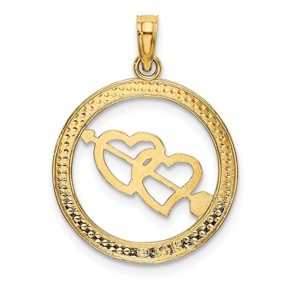 14K Yellow & Rhodium Diamond-Cut W/Rhodium Heart And Arrow Charm