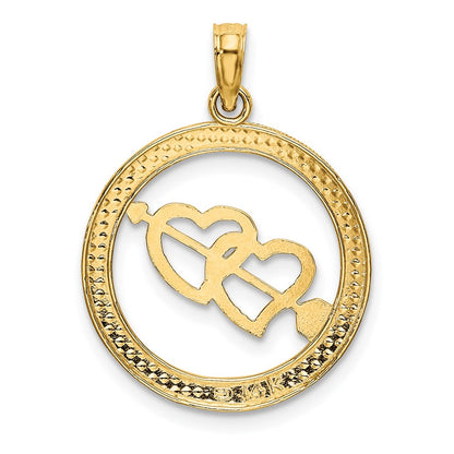 14K Yellow & Rhodium Diamond-Cut W/Rhodium Heart And Arrow Charm