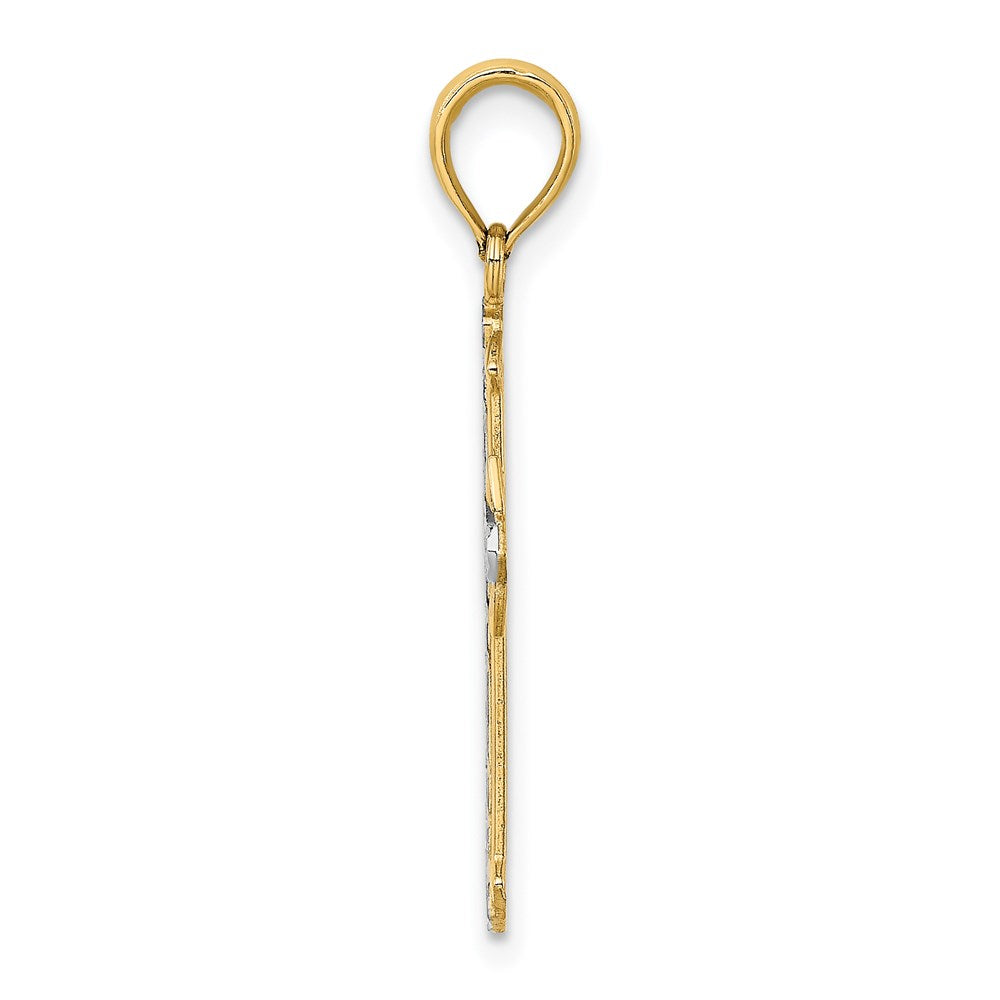 14K Yellow & Rhodium W/ D/C Cross Charm