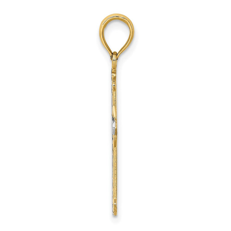 14K Yellow & Rhodium W/ D/C Cross Charm