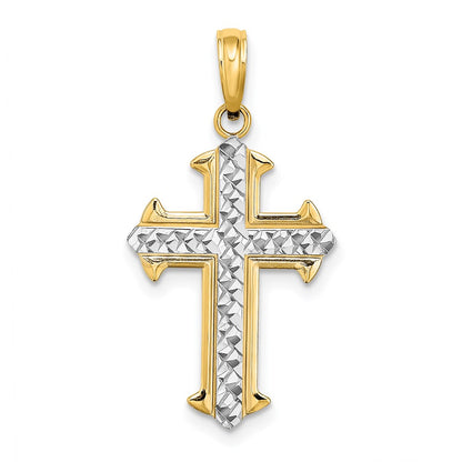 14K Yellow & Rhodium W/ D/C Cross Charm