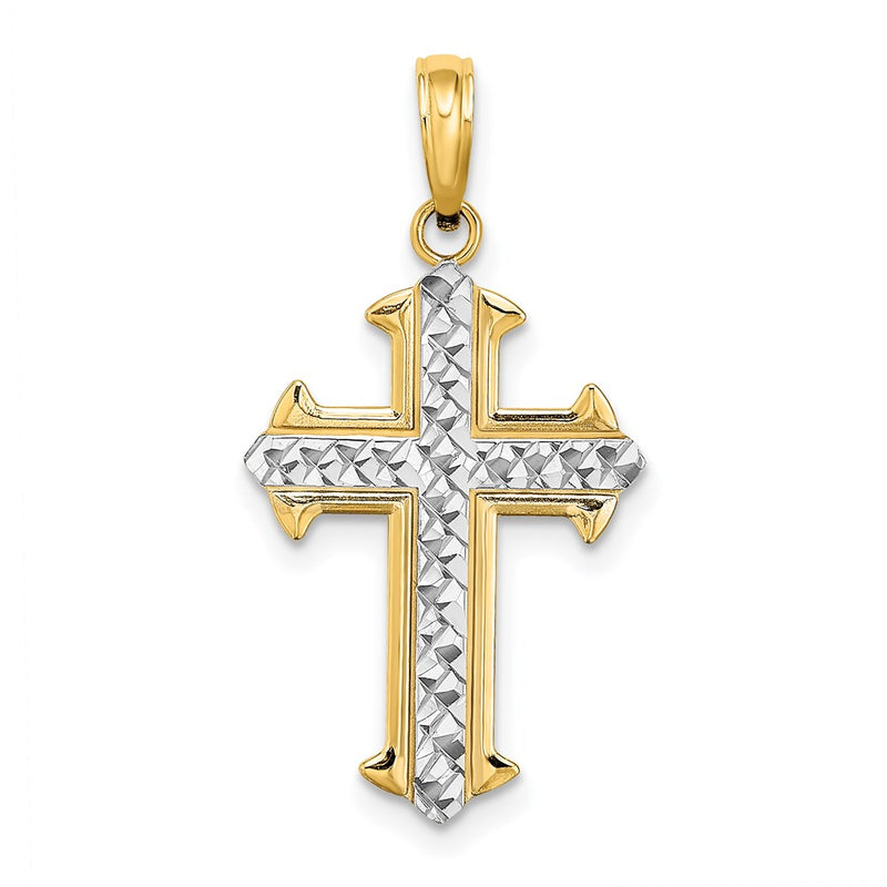 14K Yellow & Rhodium W/ D/C Cross Charm