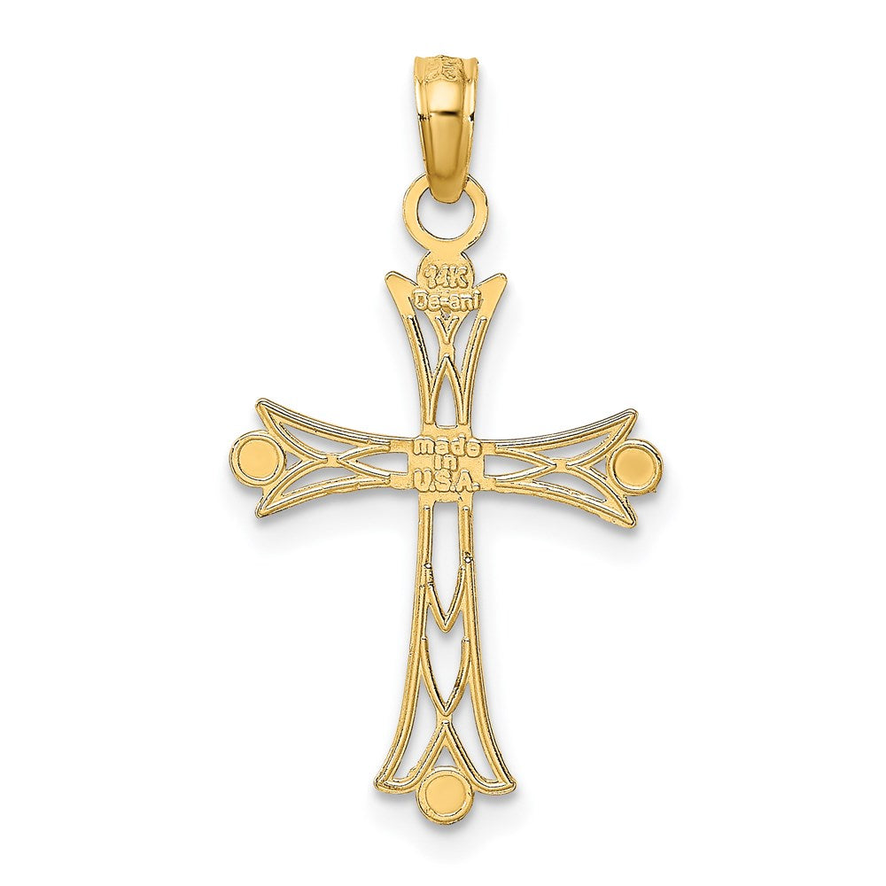 14K Yellow & Rhodium W/ Textured Cross Charm
