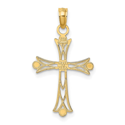 14K Yellow & Rhodium W/ Textured Cross Charm