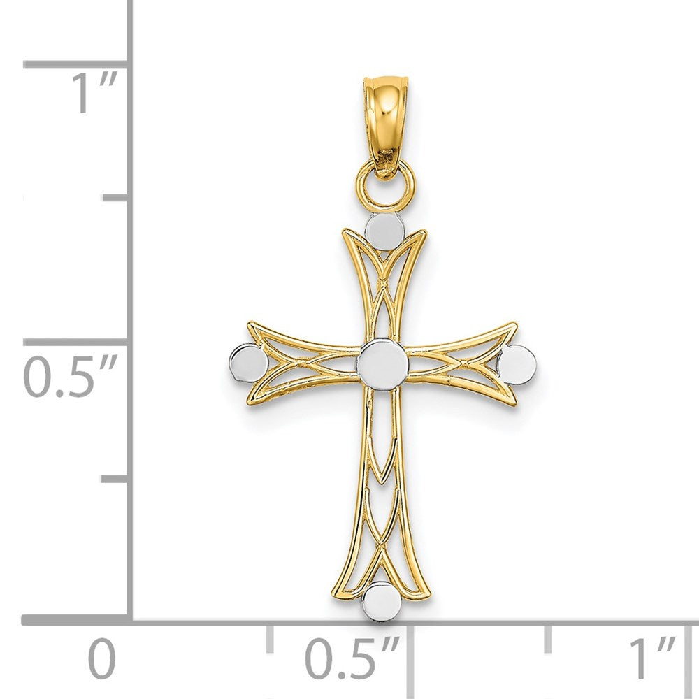 14K Yellow & Rhodium W/ Textured Cross Charm