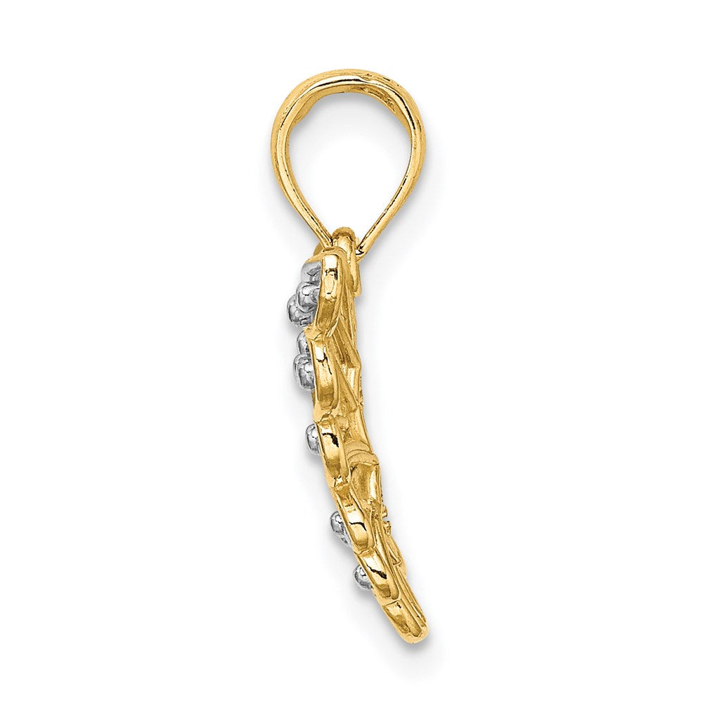 14K Yellow & Rhodium And Diamond-Cut Butterfly Charm