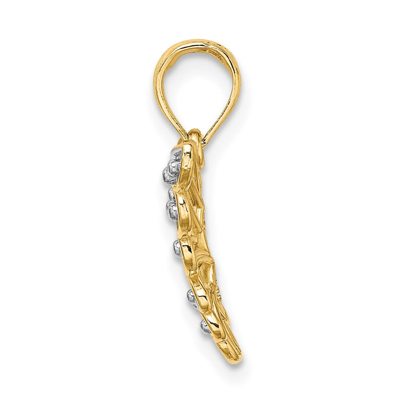 14K Yellow & Rhodium And Diamond-Cut Butterfly Charm