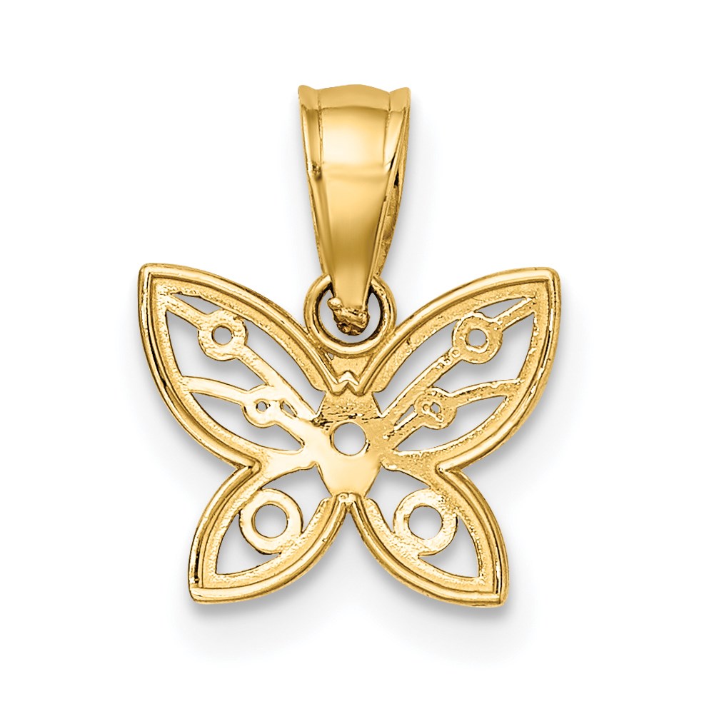 14K Yellow & Rhodium W/ Diamond-Cut Butterfly Charm