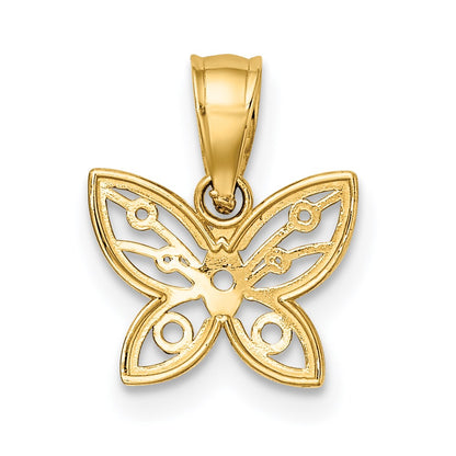 14K Yellow & Rhodium W/ Diamond-Cut Butterfly Charm