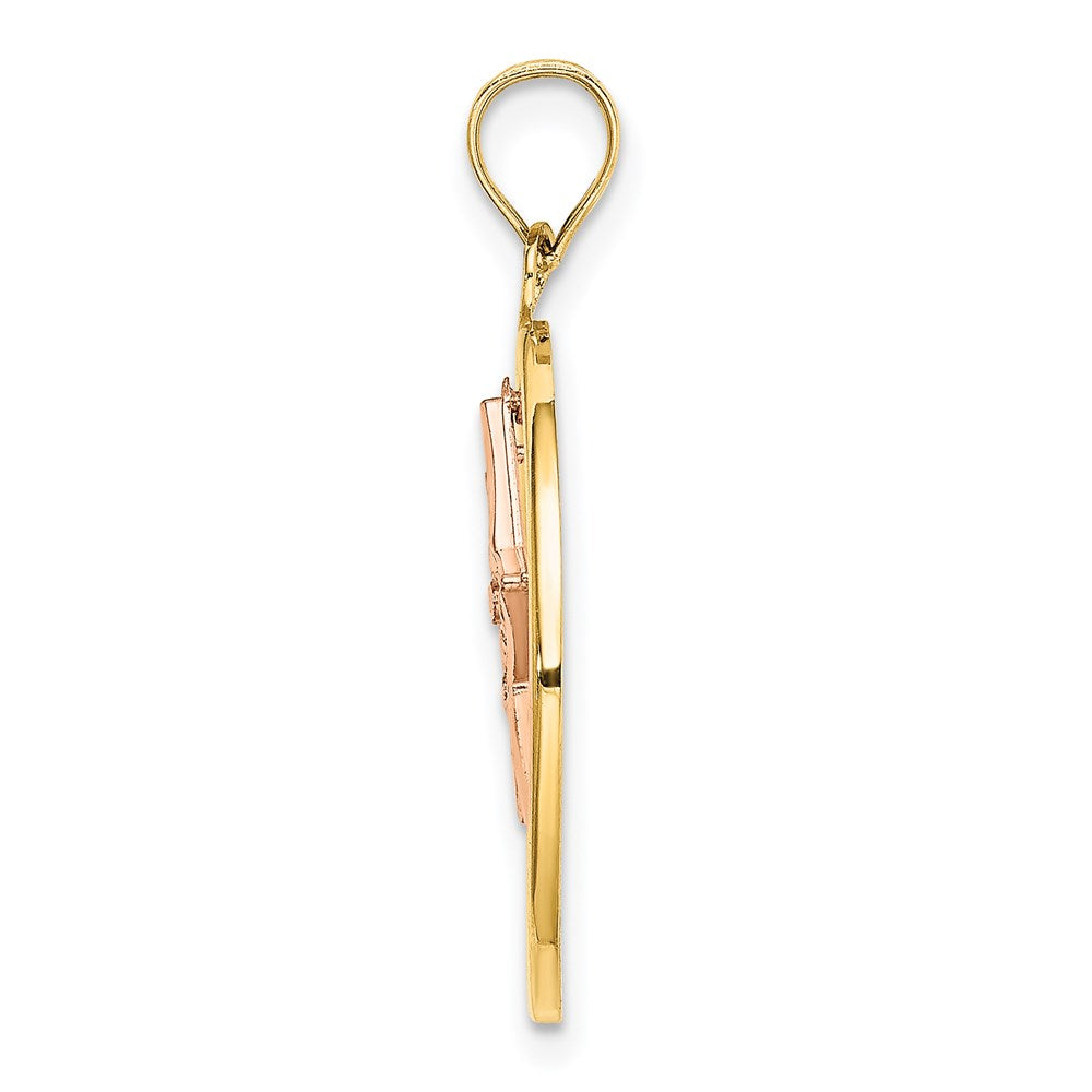 14K Two-Tone W/White Rhodium Star In Frame Moveable Charm