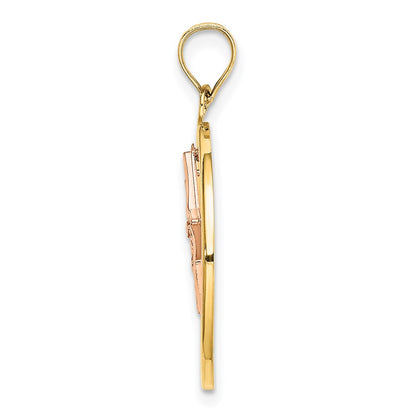 14K Two-Tone W/White Rhodium Star In Frame Moveable Charm