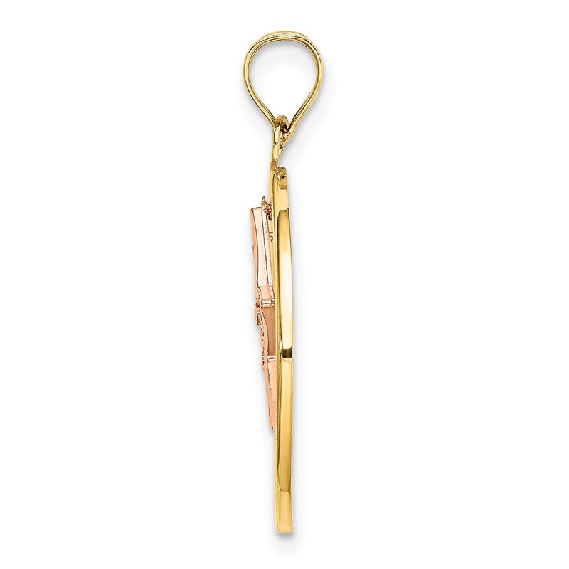 14K Two-Tone W/White Rhodium Star In Frame Moveable Charm