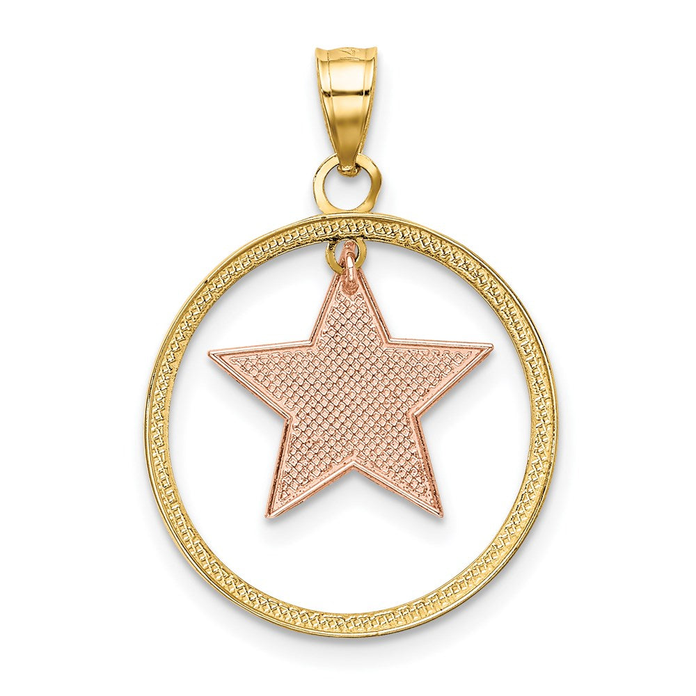 14K Two-Tone W/White Rhodium Star In Frame Moveable Charm