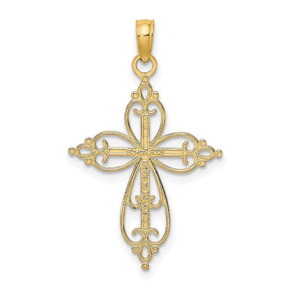 14K Yellow & Rhodium W/ Beaded Cross Charm