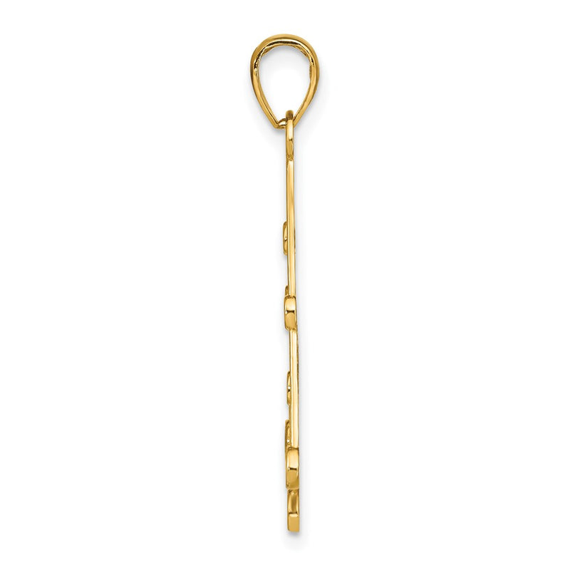 14K Yellow & Rhodium W/Rhodium Textured Chandellier Charm