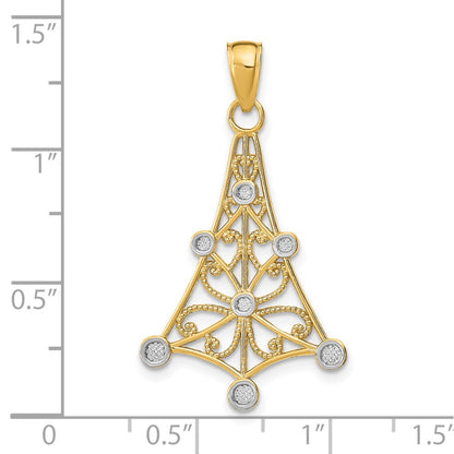 14K Yellow & Rhodium W/Rhodium Textured Chandellier Charm