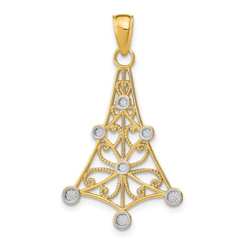 14K Yellow & Rhodium W/Rhodium Textured Chandellier Charm