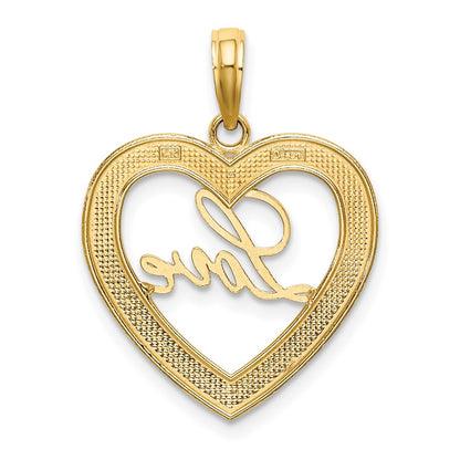 14K Yellow & Rhodium And Diamond-Cut Love Heart Pendant