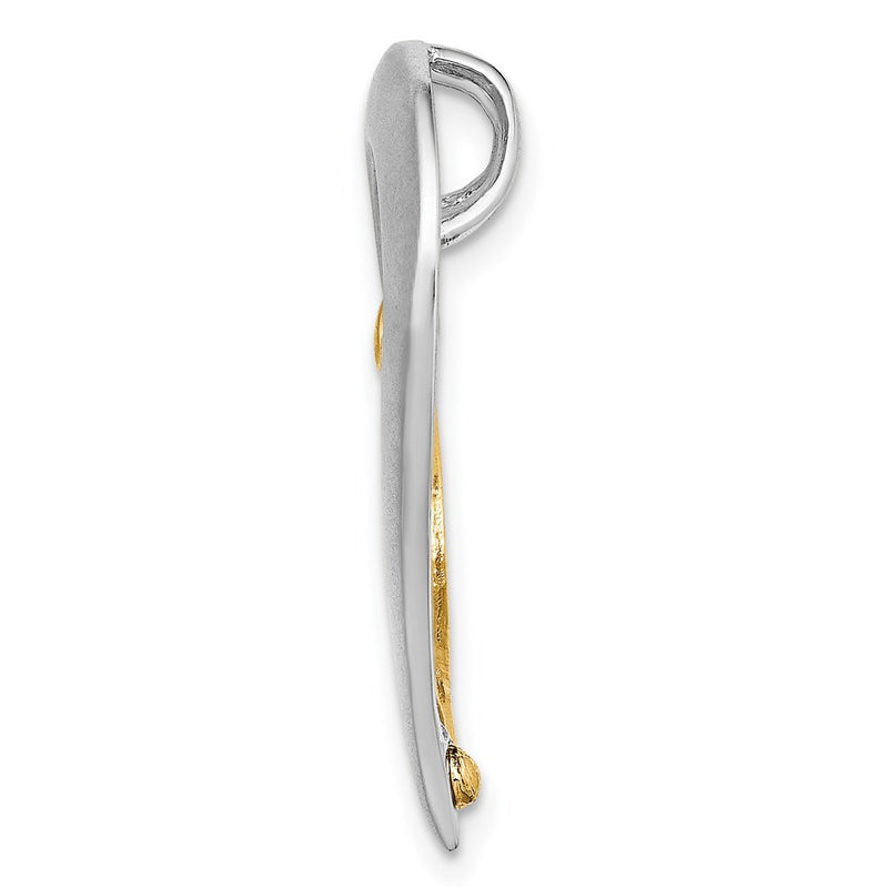 14K Two-Tone Textured & Polished Heart Chain Slide Charm