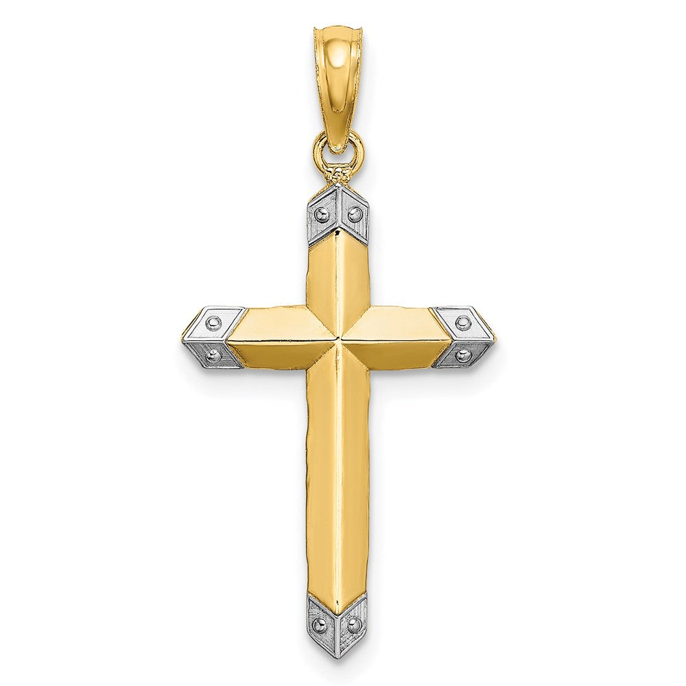 14K Yellow & Rhodium W/ D/C Reversible Cross Charm