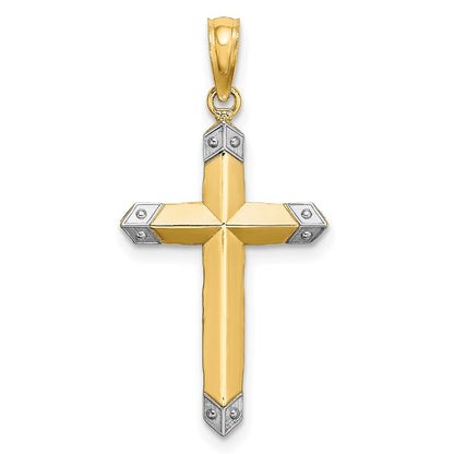 14K Yellow & Rhodium W/ D/C Reversible Cross Charm