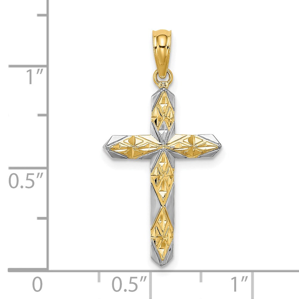 14K Yellow & Rhodium W/ D/C Reversible Cross Charm