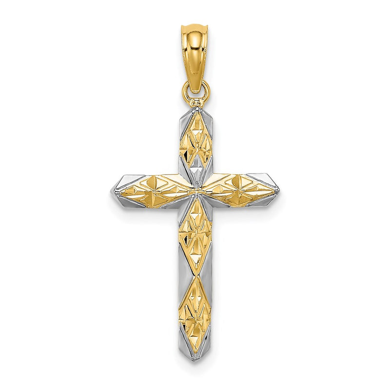 14K Yellow & Rhodium W/ D/C Reversible Cross Charm