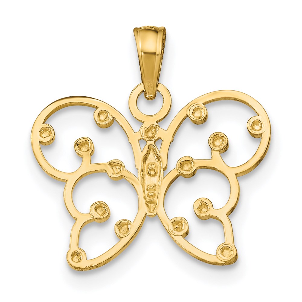 14K Yellow & Rhodium W/ Butterfly Charm