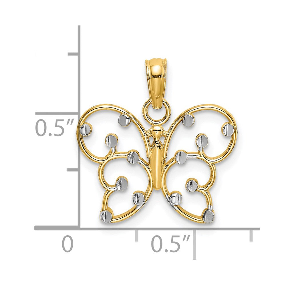 14K Yellow & Rhodium W/ Butterfly Charm