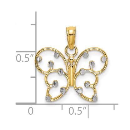 14K Yellow & Rhodium W/ Butterfly Charm