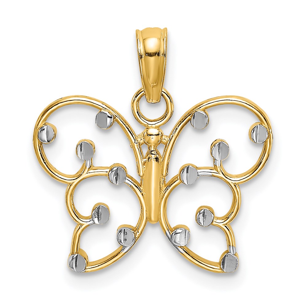 14K Yellow & Rhodium W/ Butterfly Charm