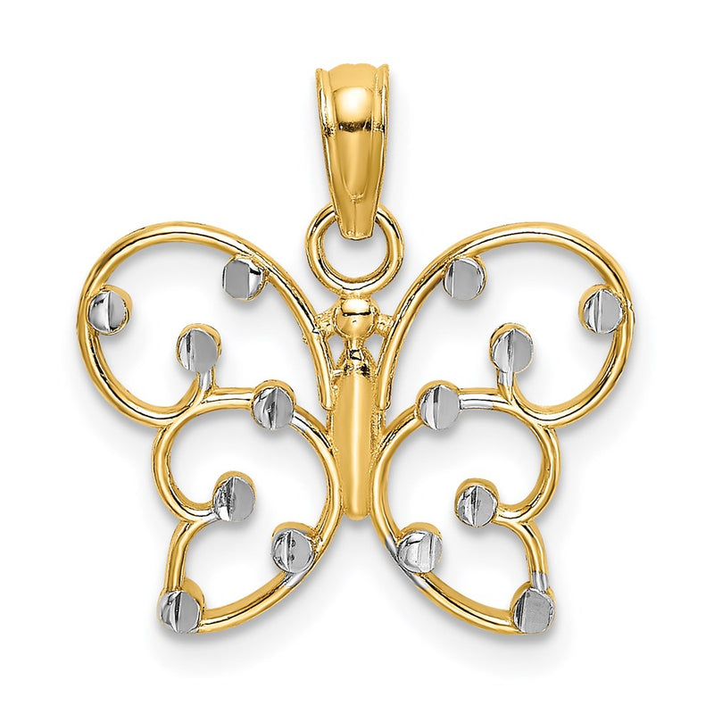 14K Yellow & Rhodium W/ Butterfly Charm