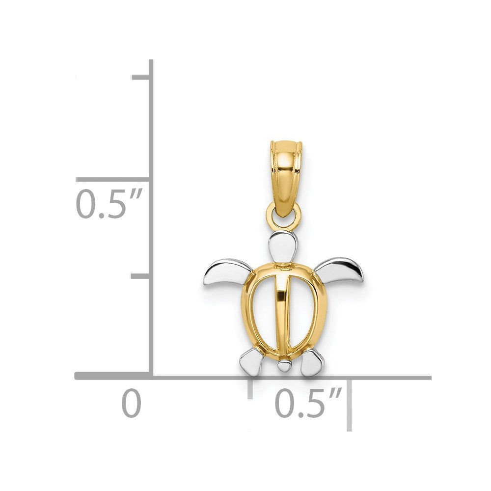 14K Yellow & Rhodium With White Sea Turtle Charm