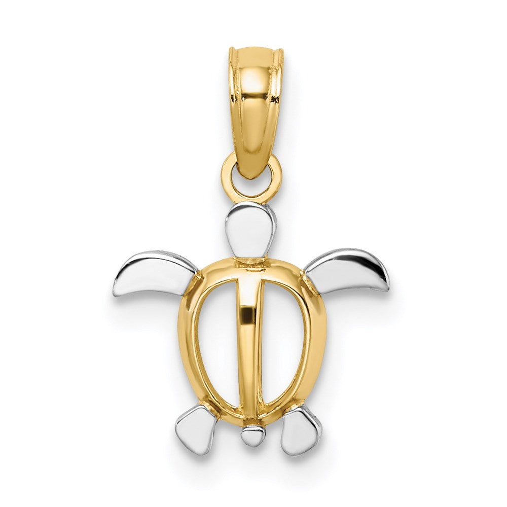 14K Yellow & Rhodium With White Sea Turtle Charm