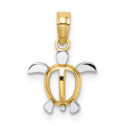 14K Yellow & Rhodium With White Sea Turtle Charm
