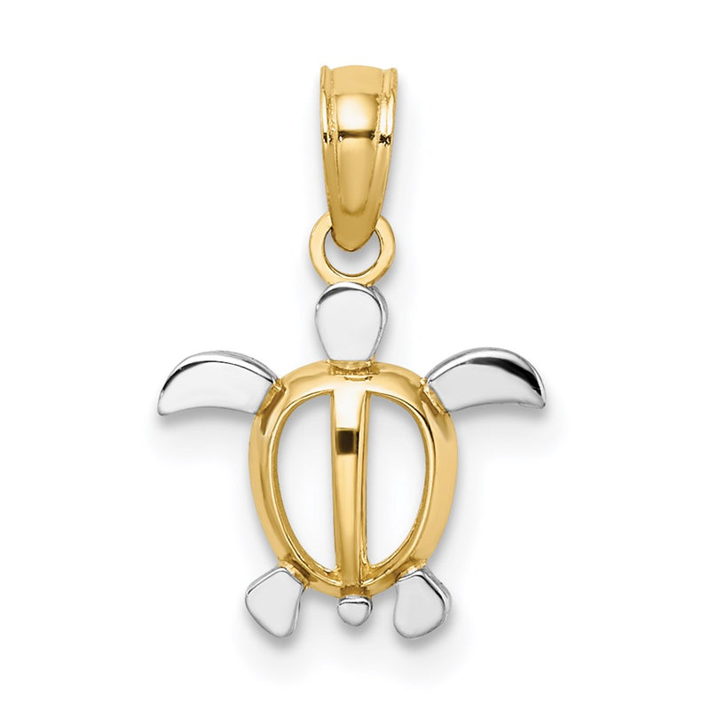 14K Yellow & Rhodium With White Sea Turtle Charm