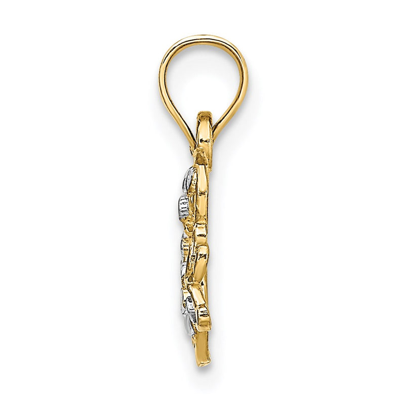 14K Yellow & Rhodium W/ Diamond-Cut Butterfly Charm