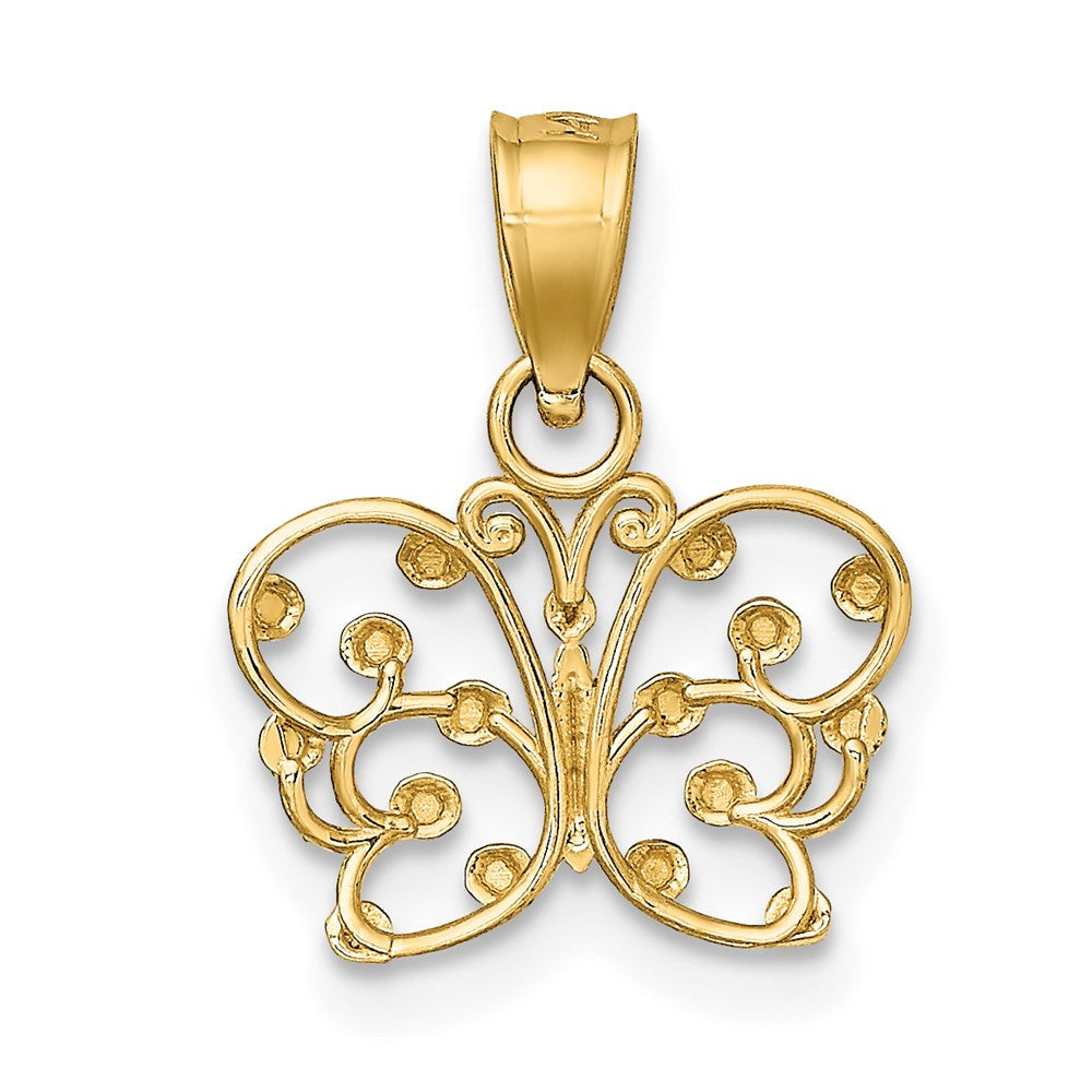 14K Yellow & Rhodium W/ Diamond-Cut Butterfly Charm
