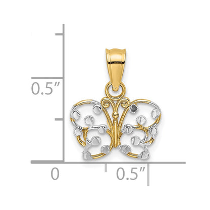 14K Yellow & Rhodium W/ Diamond-Cut Butterfly Charm